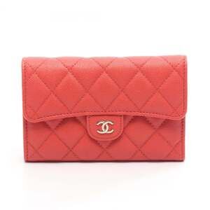 CHANEL Authentic Red Leather Wallet